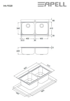 Νεροχύτης IRIS 89,7Χ51 Apell Inox Γυαλί - Image 4