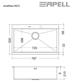 Νεροχύτης AMALTHEA 79Χ50 Apell Inox Λείο - Image 3