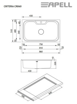 Νεροχύτης CRITERIA 86x51 Apell Inox - Image 3