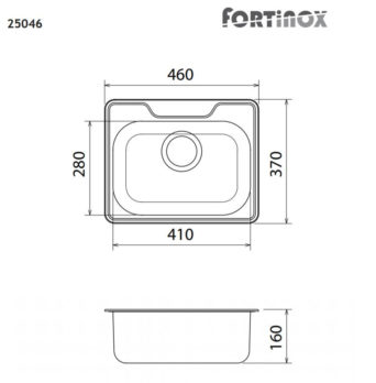 Νεροχύτης VALLEY 46x37 Fortinox Inox Λείο - Image 2