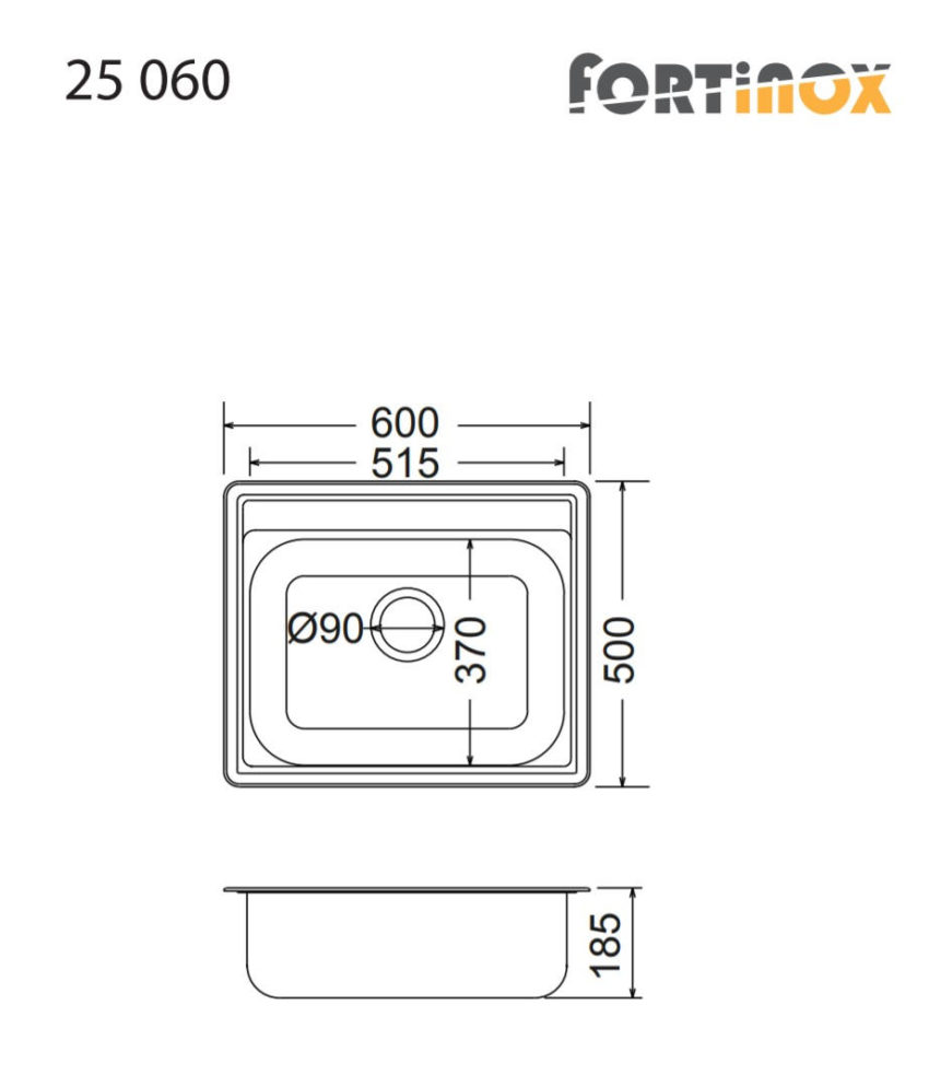 Νεροχύτης VALLEY 60x50 Fortinox Inox - Image 3