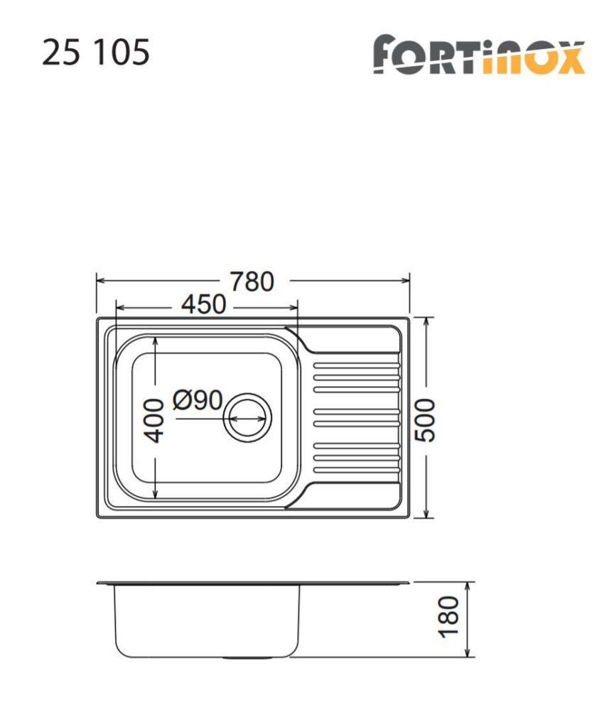 Νεροχύτης VALLEY 78x50 Fortinox Inox - Image 3