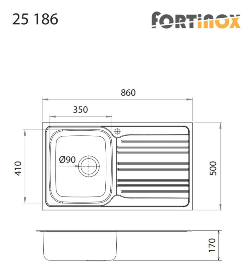 Νεροχύτης VALLEY 86x50 Fortinox Inox - Image 2