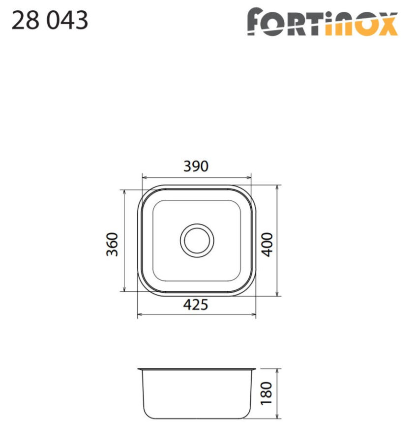 Νεροχύτης Υποένθετος 42,5x40 Fortinox Inox Λείο - Image 2
