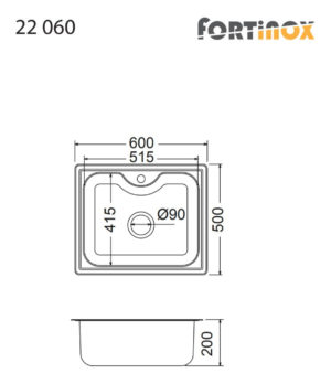 Νεροχύτης ARENA 60x50 Fortinox Inox - Image 2