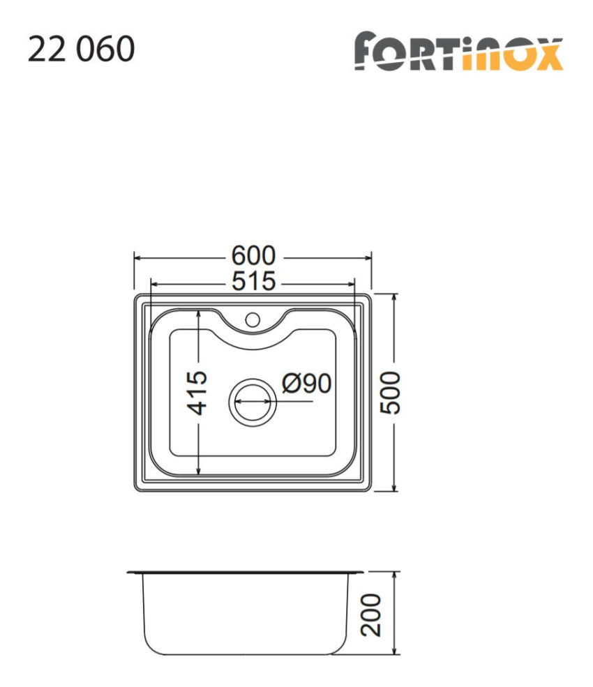 Νεροχύτης ARENA 60x50 Fortinox Inox - Image 2
