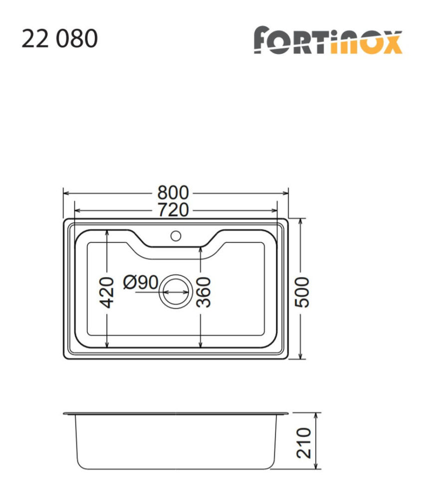 Νεροχύτης ARENA 80x50 Fortinox Inox - Image 3