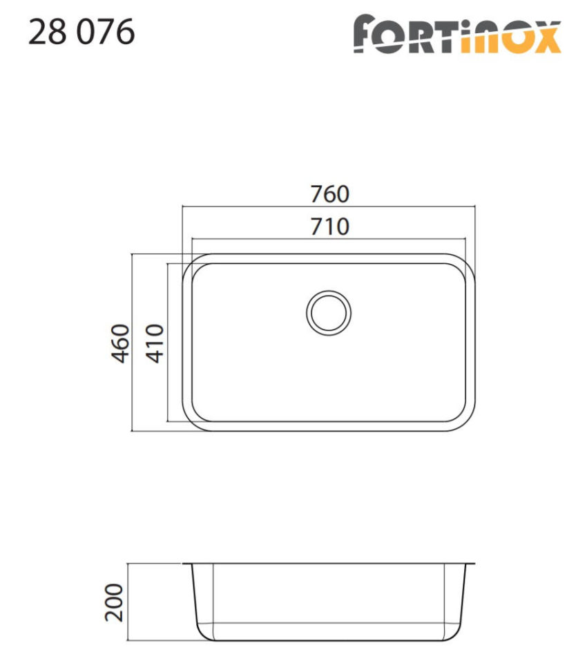 Νεροχύτης VALLEY 76x46 Fortinox Inox Λείο - Image 2