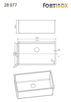 Νεροχύτης VALLEY 75x44 Fortinox Inox Λείο - Image 3