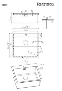 Νεροχύτης VALLEY 55x50,5 Fortinox Inox Λείο - Image 2