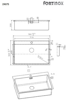 Νεροχύτης VALLEY 76x50,5 Fortinox Inox Λείο - Image 2