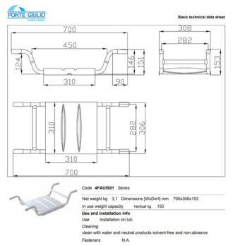 Κάθισμα Μπανιέρας Αφαιρούμενο 70x30,8 AMEA Λευκό - Image 3