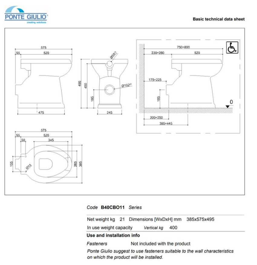 Κομπλέ Λεκάνη ΥΠ Π/Σ 130 SERIES + Κάθισμα με Κάλυμμα ΑΜΕΑ Λευκό - Image 3