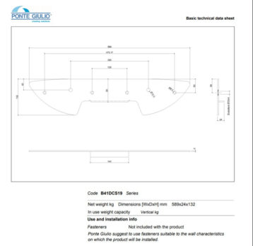 Βάση Τοίχου Νιπτήρα 130 SERIES Ponte Giulio Λευκό - Image 2