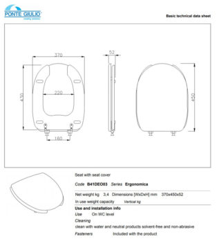Κάθισμα με Κάλυμμα Λεκάνη 130 SERIES AMEA Λευκό - Image 2