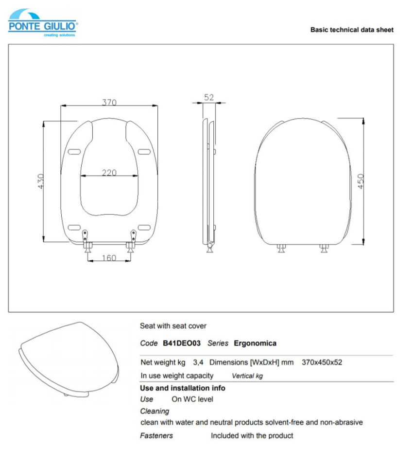 Κάθισμα με Κάλυμμα Λεκάνη 130 SERIES AMEA Λευκό - Image 2