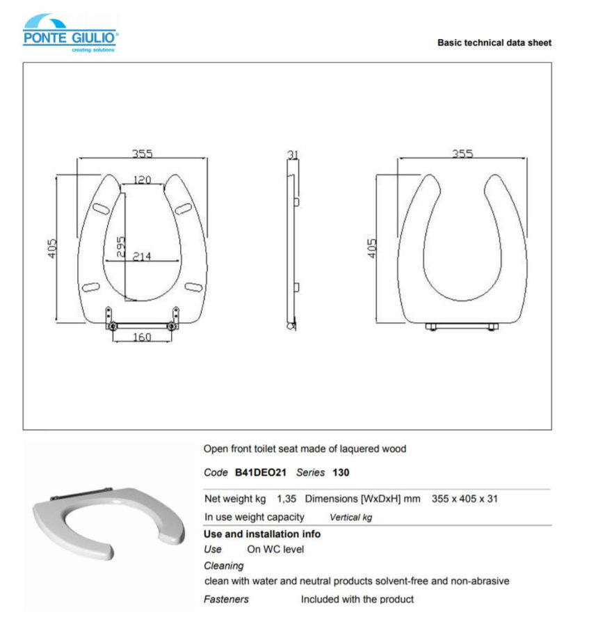 Κάθισμα Κρεμαστής Λεκάνης 130 SERIES ΑΜΕΑ Λευκό - Image 2