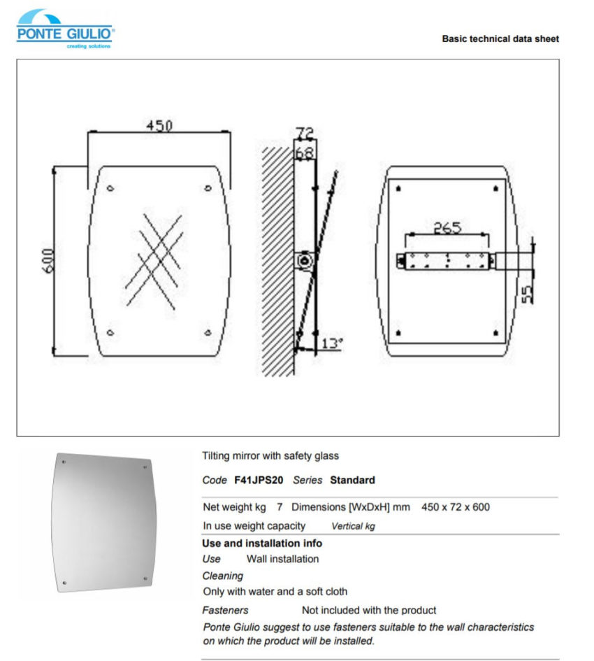 Καθρέφτης Ανακλινόμενος 45x60 AMEA Ponte Giulio - Image 2