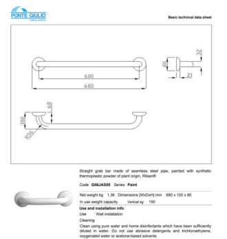 Λαβή Τοίχου 68 PAINT AMEA Λευκό - Image 2