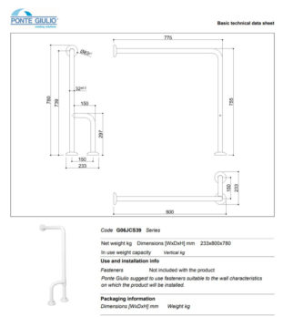 Μπάρα Τοίχου-Δαπέδου 80x78Y PAINT ΑΜΕΑ Λευκό - Image 2