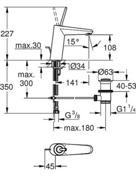 Grohe Eurodisc Joy Cosmopolitan (106mm) Μπαταρία Νιπτήρος 23427000 - Image 2