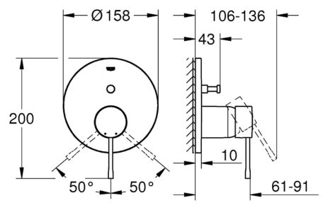 Grohe Essence New supersteel Κρυμμένος Μίκτης Μπανιέρας Μονού Μοχλού 24058DC1 - Image 2