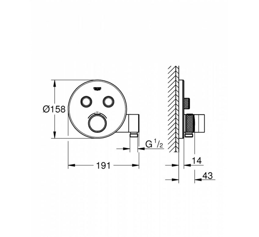 sx-29125000 Grohe Grohtherm Smart Control Μπαταρία Λουτρού 2 Εξόδων Με Παροχή Και Στήριγμα 29125000 - Image 2
