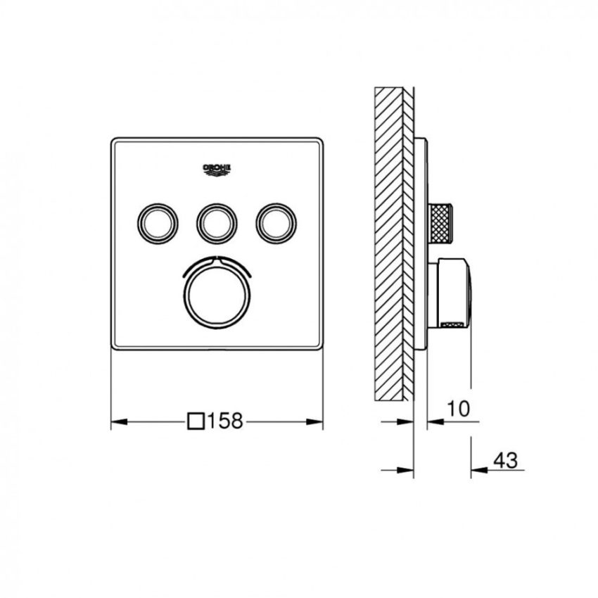 sx-29149000 Grohe Smart Control Μπαταρία Λουτρού 3 Εξόδων 29149000 - Image 2