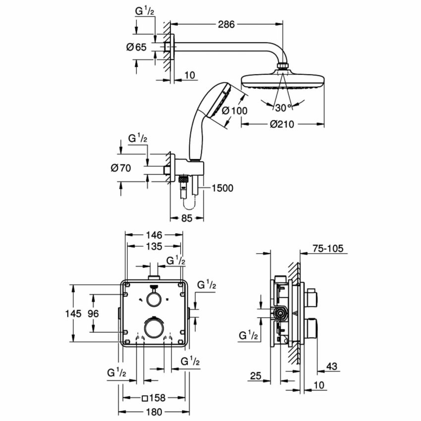 sx-34729000 Grohe Smart Control Σετ Θερμοστατικής Μπαταρίας 2 Εξόδων 34729000 - Image 2