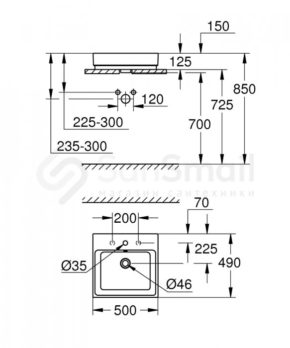 Grohe Cube Ceramic Νιπτήρας Επιτραπέζιος 50x49 3947800H - Image 2