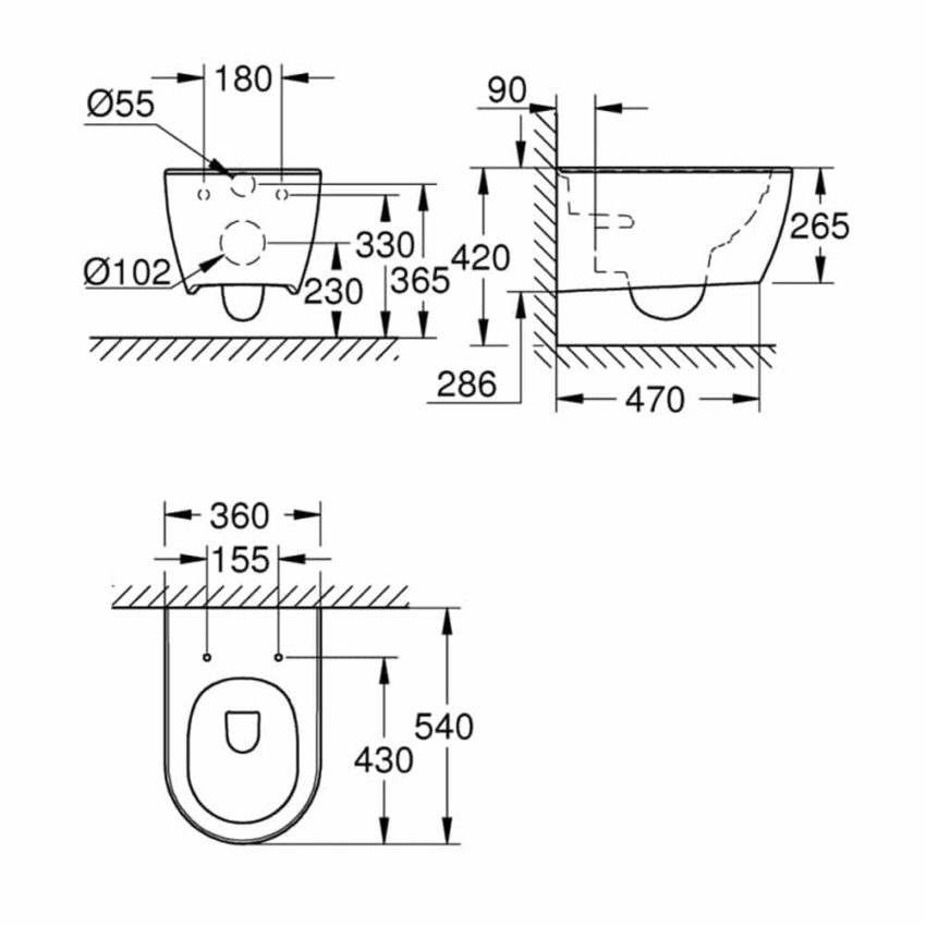 Grohe Essence Λεκάνη Κρεμαστή Rimless 54x36 Pure Guard 3957100H - Image 2