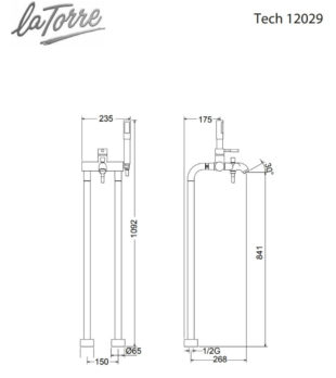 Μπαταρία Λουτρού Επιδαπέδια Tech La Torre Χρωμέ - Image 2