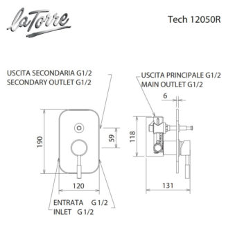 Μίκτης Εντοιχισμού με Εκτροπέα Tech La Torre Χρωμέ - Image 2