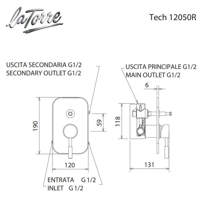 Μίκτης Εντοιχισμού με Εκτροπέα Tech La Torre Χρωμέ - Image 2