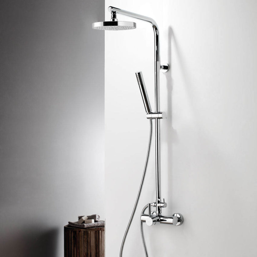 200-12066-100 Μπαταρία Ντουζ+Σταθερή Κολώνα και Κεφαλή Tech La Torre Χρωμέ - Image 1