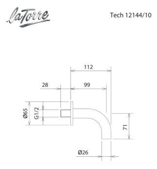 Στόμιο Επίτοιχο 11,2cm Φ26mm Tech La Torre Χρωμέ 121444-10 - Image 2