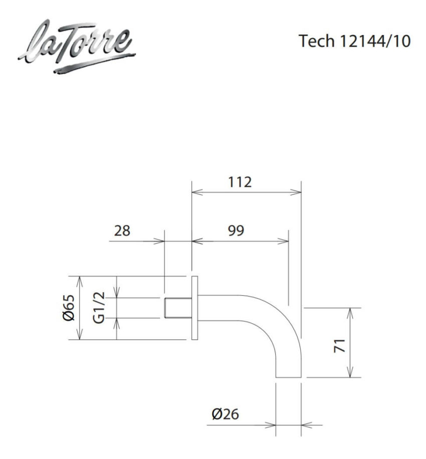 Στόμιο Επίτοιχο 11,2cm Φ26mm Tech La Torre Χρωμέ 121444-10 - Image 2