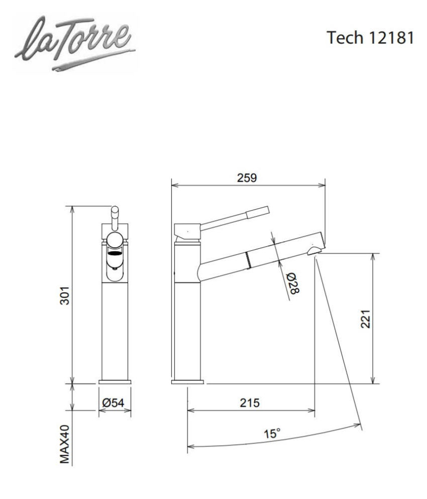 200-12181-100-2 Μπαταρία Νεροχύτη και Τηλέφωνο Tech La Torre Χρωμέ - Image 2