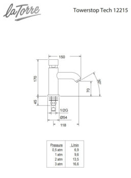 Χρονιζόμενη Επικαθήμενη Κάνουλα Tech La Torre Χρωμέ - Image 2