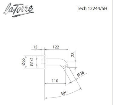 Στόμιο Επίτοιχο 12,2CM 28MM Tech La Torre Χρωμέ - Image 2