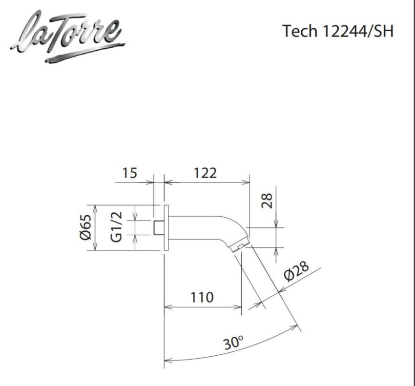 Στόμιο Επίτοιχο 12,2CM 28MM Tech La Torre Χρωμέ - Image 2