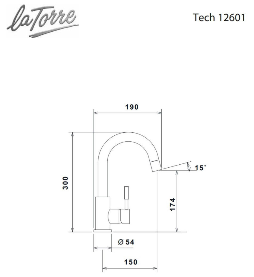 200-12601-100-4 Μπαταρία Νιπτήρος HIGH Tech La Torre Χρωμέ - Image 4