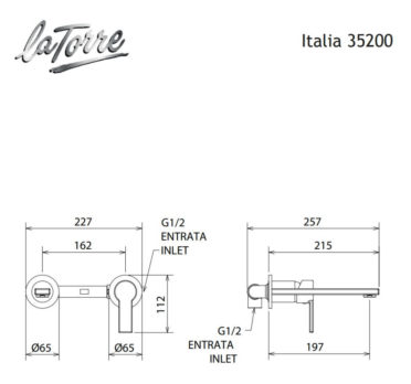Μπαταρία Νιπτήρος Τοίχου ITALIA La Torre Χρωμέ - Image 2