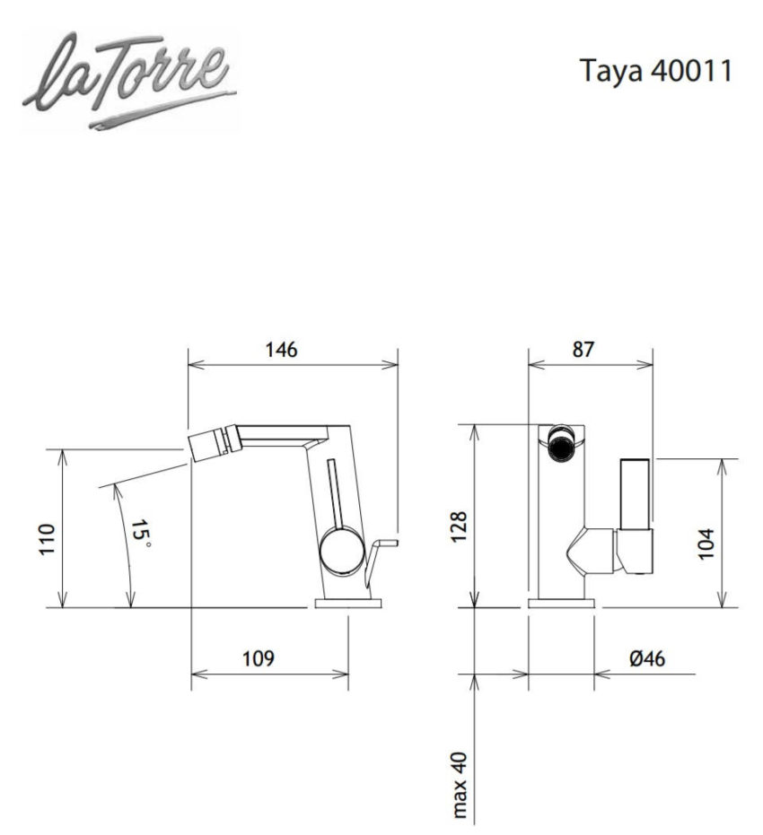 200-40011-100-2 Μπαταρία Μπιντέ TAYA La Torre Χρωμέ - Image 2