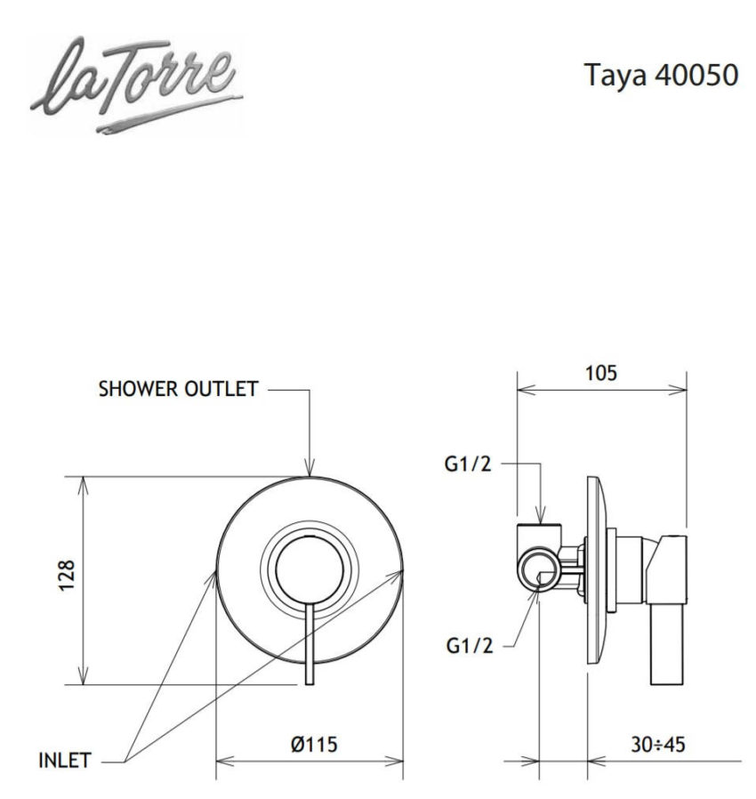 200-40050-100-2 Μίκτης Εντοιχισμού TAYA 1 Εξόδου La Torre Χρωμέ - Image 2