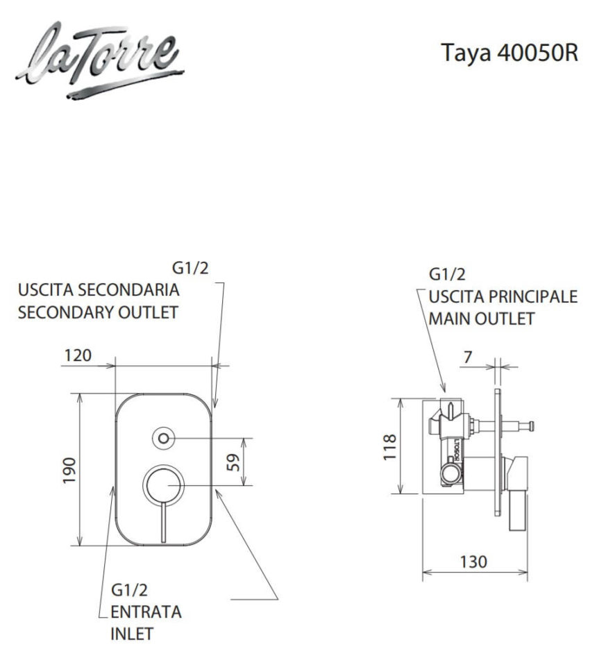 Μίκτης Εντοιχισμού με Εκτροπέα TAYA La Torre Χρωμέ - Image 2