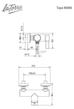 Μπαταρία Ντουζ με Τηλέφωνο και Στήριγμα TAYA La Torre Χρωμέ - Image 2