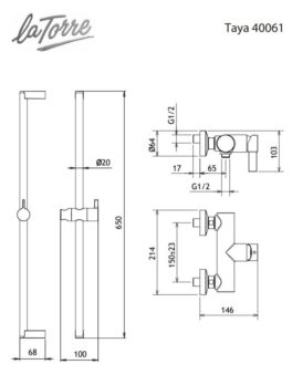 Μπαταρία Ντουζ+Βέργα TAYA La Torre Χρωμέ - Image 2