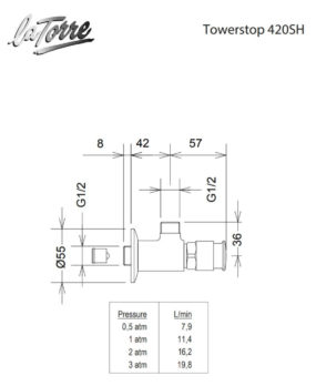 Χρονιζόμενος Εξωτερικός Διακόπτης Ντουζιέρας La Torre Χρωμέ - Image 2