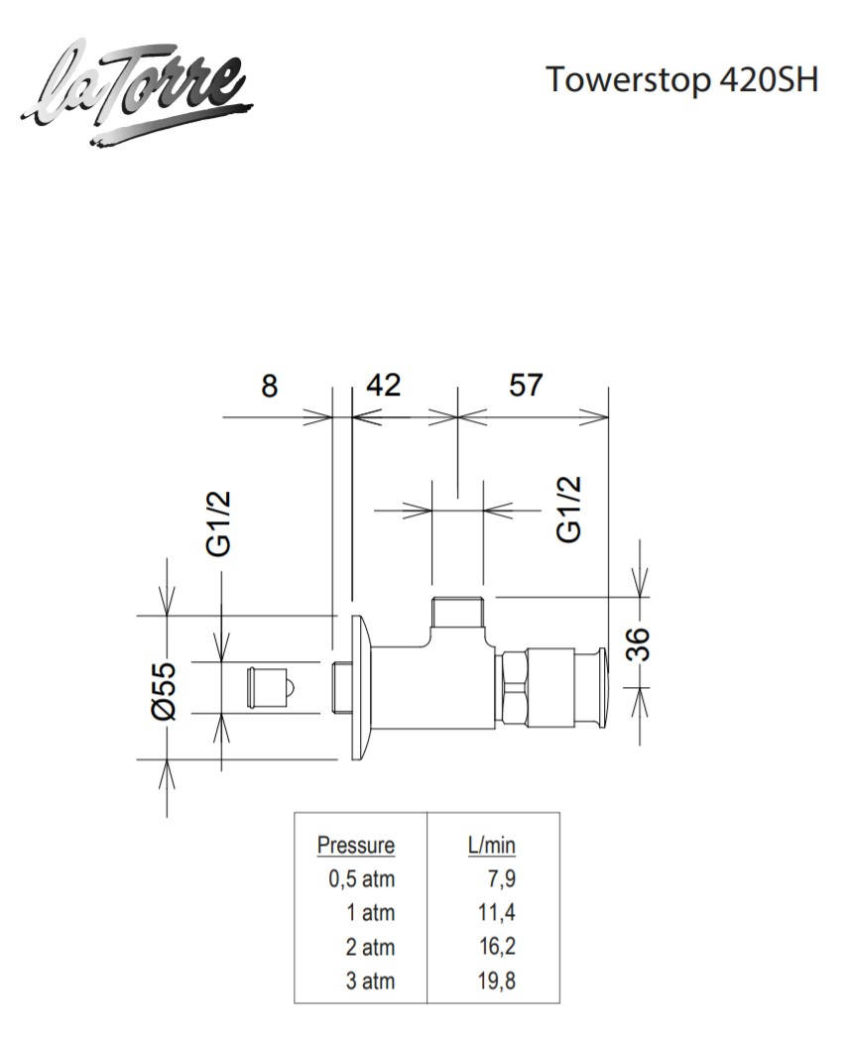 Χρονιζόμενος Εξωτερικός Διακόπτης Ντουζιέρας La Torre Χρωμέ - Image 2